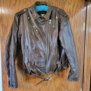 Harley Davidson Brown Genuine Leather Jacket Size L